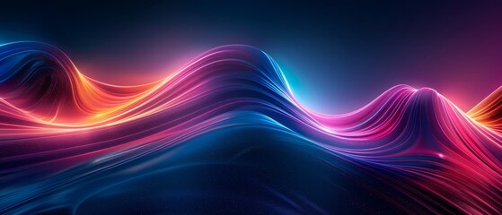 Obraz premium Retro waves and sunrise gradient wallpaper, blending seamlessly into psychedelic swirls with a neon glow