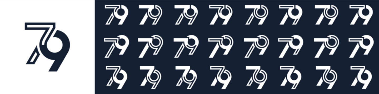 collection of creative number 79 logo designs. abstract seventy-nine design vector illustration