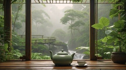 Tea drinking in the tropics - obrazy, fototapety, plakaty