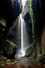 Fototapeta na wymiar Charming mountain waterfall
