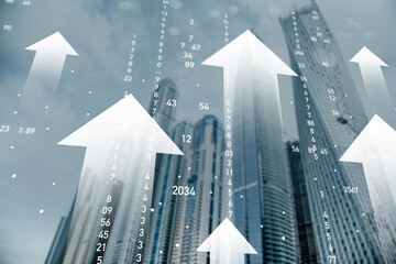 Virtual upward arrows illustration, business concept