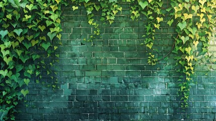 A seamless green brick wall, blending nature's hues with urban architecture.