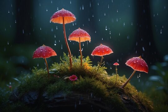 Rain in a magical forest