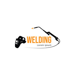 Welder logo design. with welding mask icon, welding job.