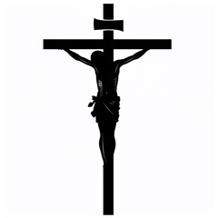 Silhouette jesus on the cross, vector illustration simple flat design, white background