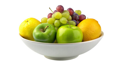 Bowl of fruits isolated on transparent background. 