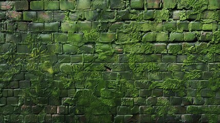 A seamless green brick wall, blending nature's hues with urban architecture.