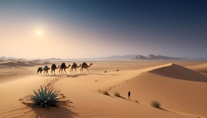 Fototapeta na wymiar Vast Arid Desert Golden Sand Dunes Endless Hori Upscaled 2