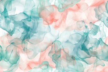 abstract watercolor paint texture background design. soft pastel hues, blush pink, teal, sky blue, mint green, blending together in liquid fluid organic shape.
