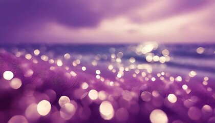 fairytale styled ocean; romantic, paradise, purple color tone  Ai Generated