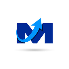 M Letter with Arrow Logo Template Illustration Vector Design