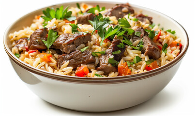 Homemade Delight: Delicious Pilaf with Meat for a Family Lunch