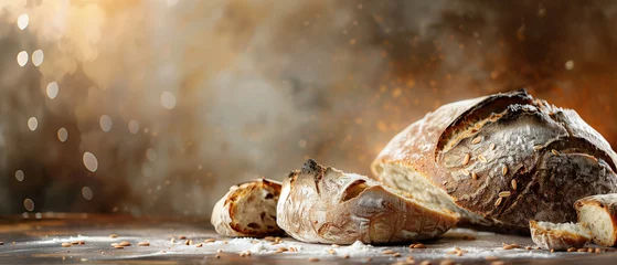 Foto auf Leinwand Bread on table background © antkevyv