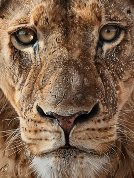 A Close Up Detailed Photo of a Lion's Face