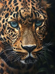 Obraz premium A Close Up Detailed Photo of a Leopard's Face