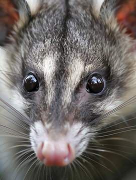 A Close Up Detailed Photo of a Opossum's Face