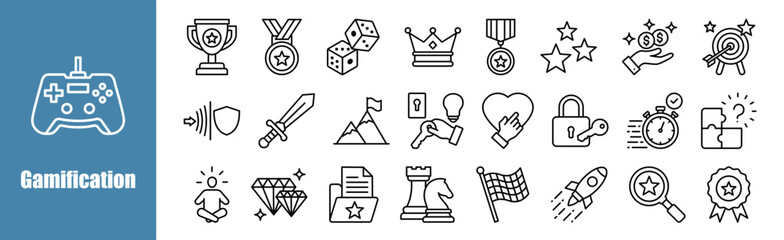 Gamification icon set for design elements	