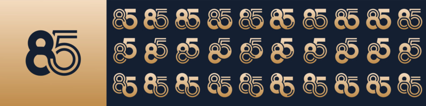 collection of creative number 85 logo designs. abstract eighty-five design vector illustration