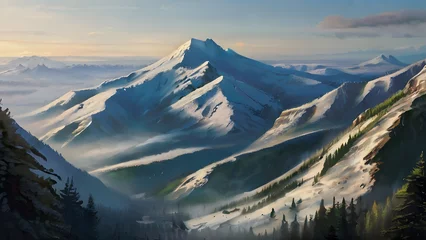 Kissenbezug snowy mountains © atrtlr