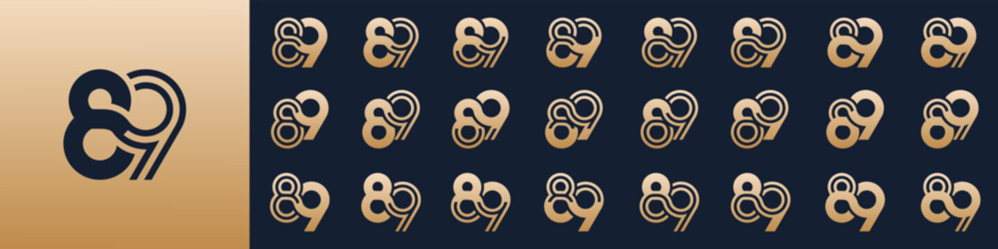 collection of creative number 89 logo designs. abstract eighty-nine design vector illustration