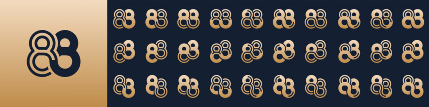 collection of creative number 88 logo designs. abstract eighty-eight design vector illustration