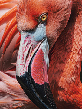 A Close Up Detailed Photo of a Flamingo's Face