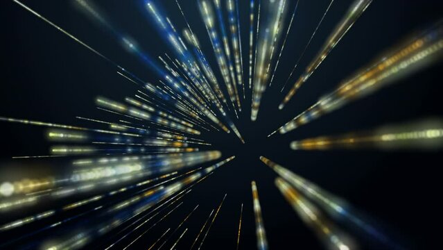 Futuristic video animation with glowing stripe objects in slow motion, 4096x2304 loop 4K