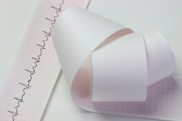 Ekg paper empity and with trace in a white background 