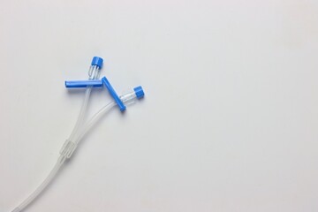 2-ways catheter in a white background with copy space in the right side 