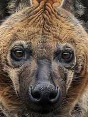 Fotobehang A Close Up Detailed Photo of a Hyena's Face © Nathan Hutchcraft