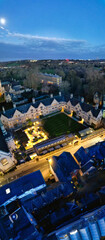 High Angle Panoramic View of Illuminated Historical Oxford Central City of England at Night. England United kingdom. March 23rd, 2024