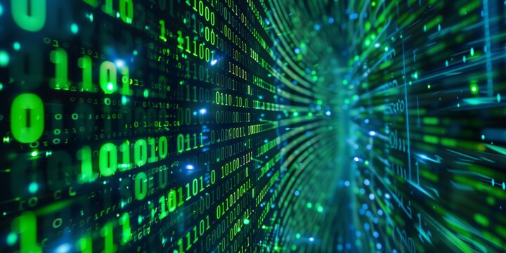 Abstract background of green binary code streaming in a digital environment