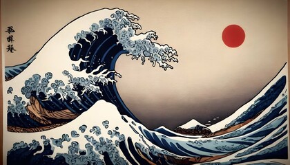 Traditional Japanese Waves Symbol Of Power And Upscaled 3