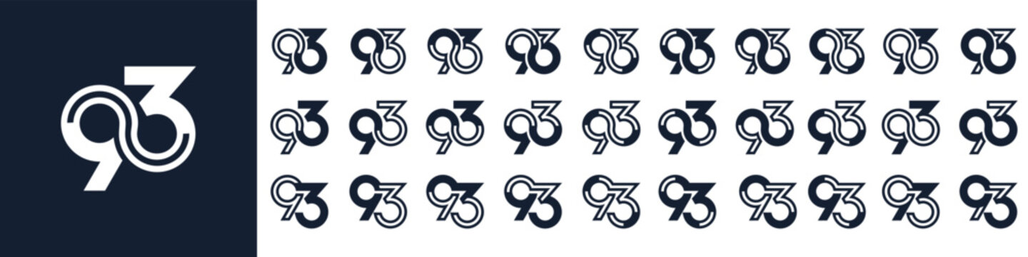 collection of creative number 93 logo designs. abstract ninety-three design vector illustration