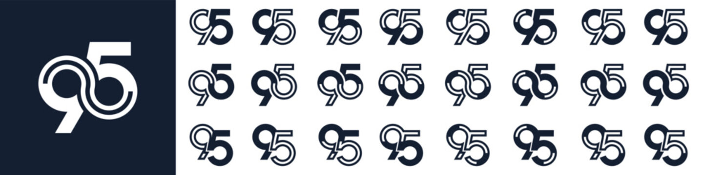 collection of creative number 95 logo designs. abstract ninety-five design vector illustration