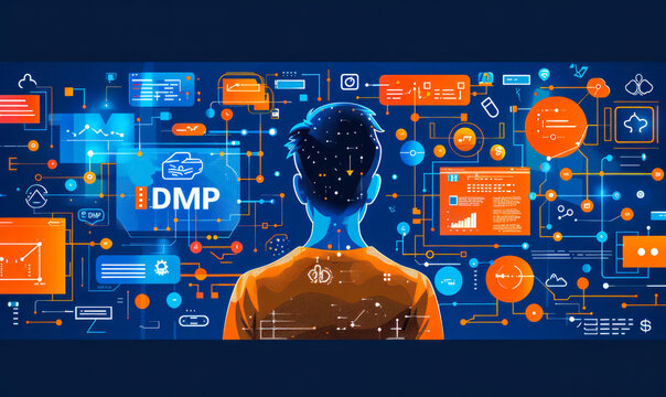 Innovative Data Management Platform (DMP) Concept with Glowing Globe and Digital Icons in User's Hands