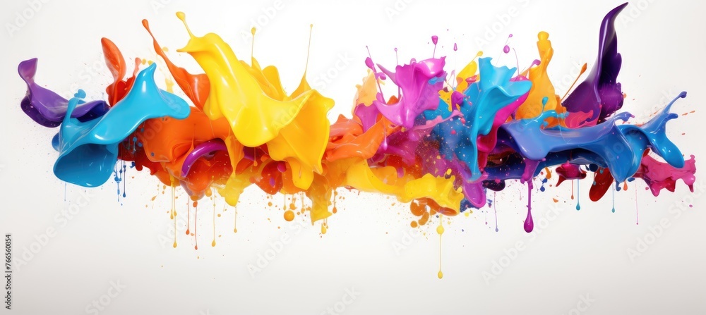 Poster abstract splashes of paint on white background