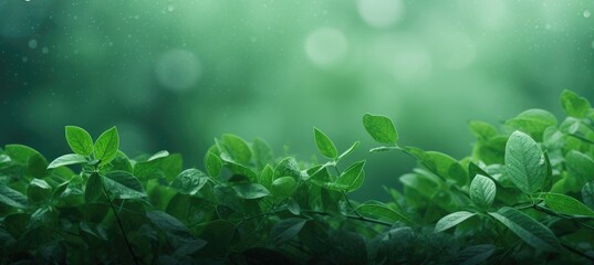 Blurred abstract spring background with green leaves