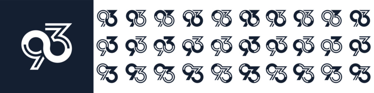 collection of creative number 93 logo designs. abstract ninety-three design vector illustration