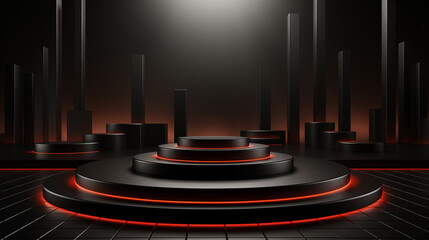 Abstract geometric black winner podium - 3d illustration

