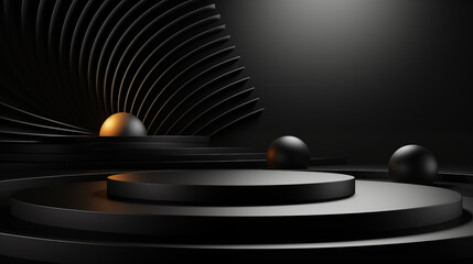 Abstract geometric black winner podium - 3d illustration

