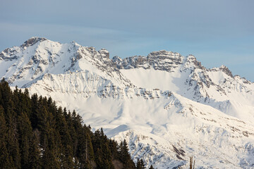 Alpine range covered by snow