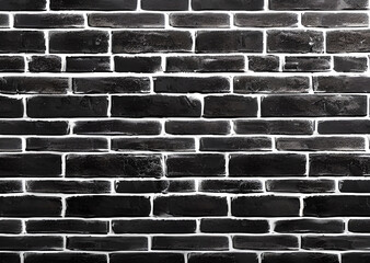 Abstract black brick wall texture for pattern background. wide panorama.black brick wall, brick background for design,Grunge style,retro shabby,stylish,Generative AI