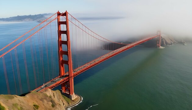 Striking Aerial View Of The Golden Gate Bridge In Upscaled 3