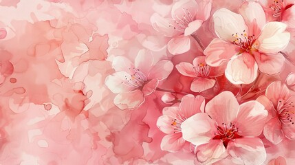 trendy pastel pink cherry blossoms in watercolor for stylish botanical decor