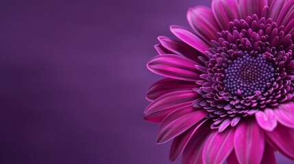 Stunning Close-Up of a Vibrant Purple Flower with Copy Space, Radiating Elegance Against a Monochromatic Purple Background