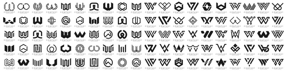 collection abstract letter W logo design. modern logotype W design with black color. vector illustration