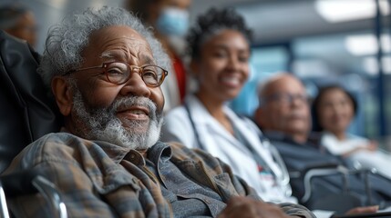 group of doctors with senior leader exhibiting pride in medical practice