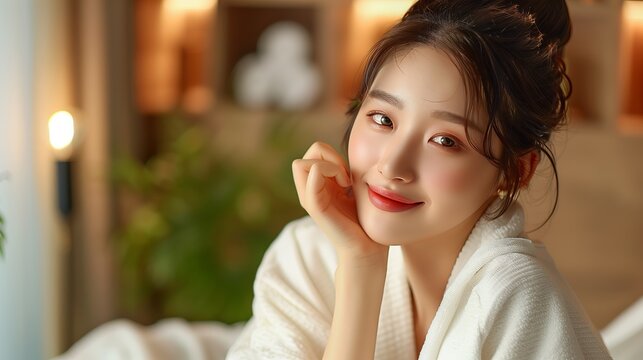 Estetic photo of korean beautiful young woman in massage salon