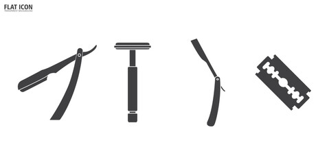 Hair shaver icon, Barbershop tools and equipment icon in flat style, beard or mustache shave and haircut. Barbershop, tools, Barbershop icon vector symbol illustration in transparent background.
